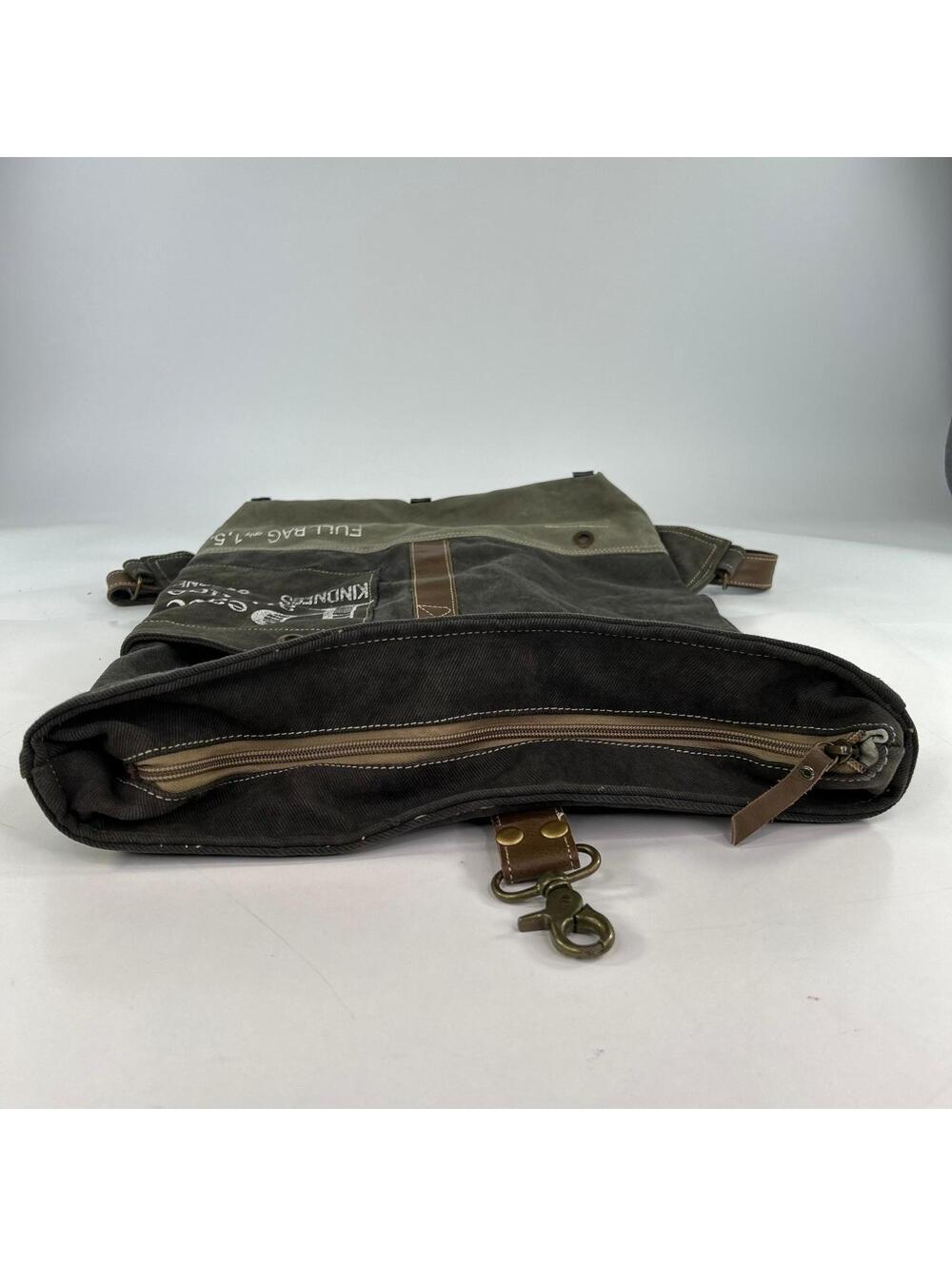 Peace & Patience Canvas Purse Large Backpack Black Foldover Bags - Picture 6 of 13